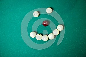 White Pool Ball. a smile from the ball