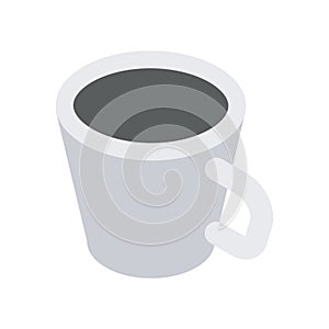 White porcelain empty mug of tea coffee isometric vector illustration morning dessert hot beverage