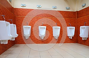 White porcelain urinals