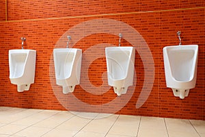 White porcelain urinals