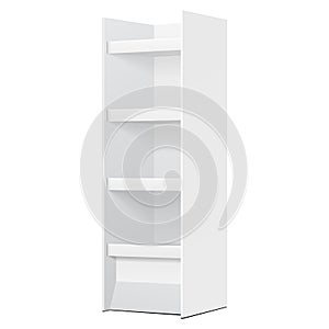 White POS POI Cardboard Floor Display Rack For Supermarket Blank Empty Displays With Shelves Products.