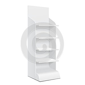 White POS POI Cardboard Floor Display Rack For Supermarket Blank Empty Displays With Shelves Products.