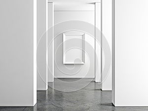 Biely plagát rámik v prázdny umenie galéria 