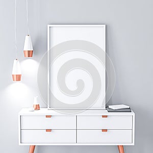 White poster Frame on modern bureau