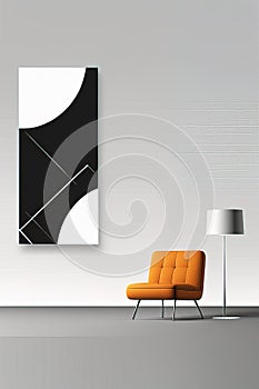 white poster on a wall in modern interior with a black sofawhite poster on a wall in modern