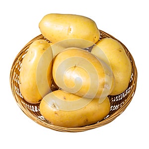 White potatoes fresh picked in bowl isolated