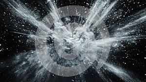 White powder exploding outwards creating abstract cloud