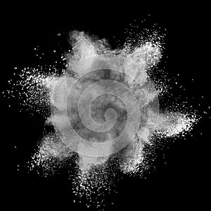 White powder explosion on black