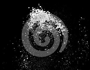 white powder explosion on black background for graphic