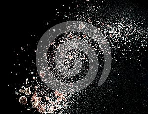 white powder explosion on black background for graphic