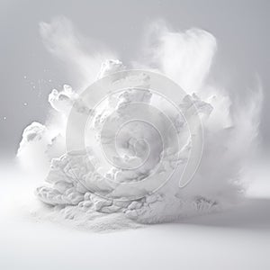 White Powder Explosion On Grey Background 3d Model