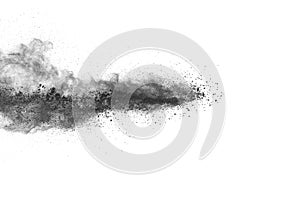 White powder explosion on white backgroundabstract powder splatted on white background. photo