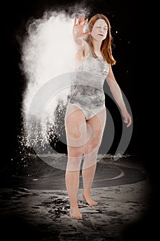 White powder girl dancer standing