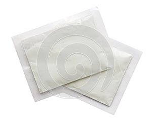 White powder of luminophore in the package, isolated on white