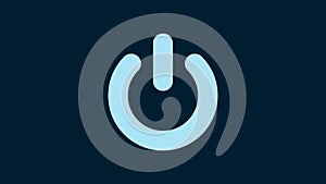 White Power button icon isolated on blue background. Start sign. 4K Video motion graphic animation