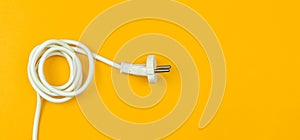 White power cable on flat background, banner photo