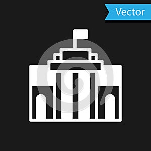 White Prado museum icon isolated on black background. Madrid, Spain. Vector