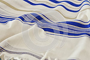 White Prayer Shawl - Tallit, jewish religious symbol photo