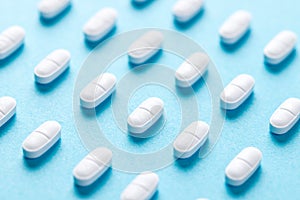 White prescription pills for medical or medicine theme