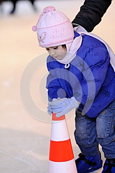 White pretty child skating