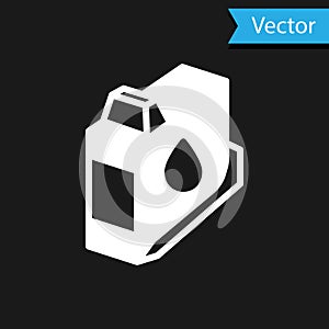 White Printer ink cartridge icon isolated on black background. Vector