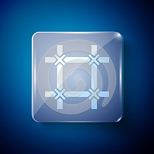 White Prison window icon isolated on blue background. Square glass panels. Vector