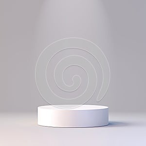 White product background stand or podium pedestal on advertising display with blank backdrops. 3D rendering