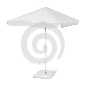 White promotional square advertising parasol umbrella on background. Vector mockup