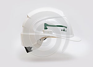 white protective helmet for construction and for loggers