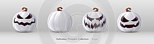 White pumpkin set of Halloween - Anger expression