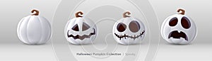 White pumpkin set of Halloween - Spooky expression
