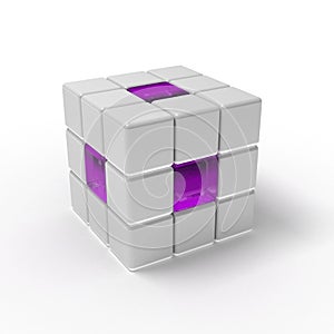 White and purple cube