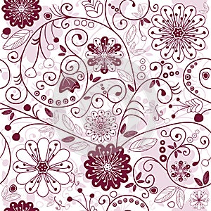 White-purple seamless floral pattern