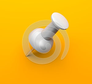 White push pin on orange background