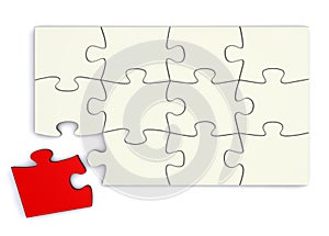 White Puzzle - Red Piece Separate