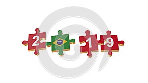 White for Puzzle to Brazil Flag for New Years 2019