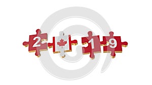 White for Puzzle to Canada Flag for New Years 2019