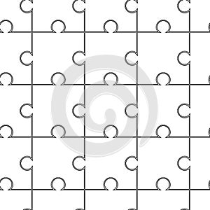 White puzzles pieces seamless pattern. Jigsaw Puzzle template ready for print. Cutting guidelines on white