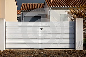 white pvc classic home apartment door plastic gate slats portal garden entry of house