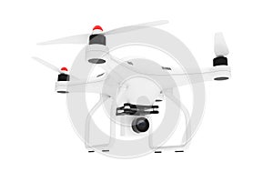 White Quadrocopter drone with Photo Camera. 3d Rendering