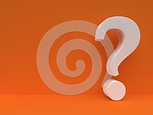 White Question mark against orange wall