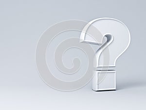 White question mark on grey background with shadow and blank space