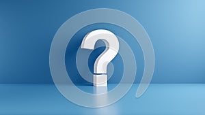 White question mark symbol on blue background. Problem, solution, confusion counseling