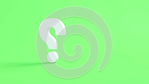 White Question Mark turning on green background. Concept of what to do about climate change