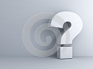 White Question mark on white wall