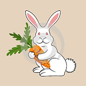 White Rabbit with Carrot photo