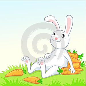 White rabbit with carrot