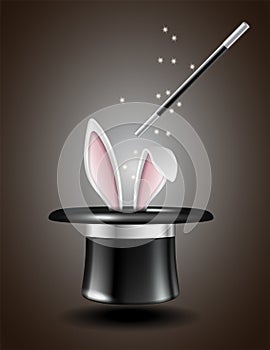 White rabbit ears appear from the magic hat