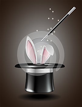 White rabbit ears appear from the magic hat photo