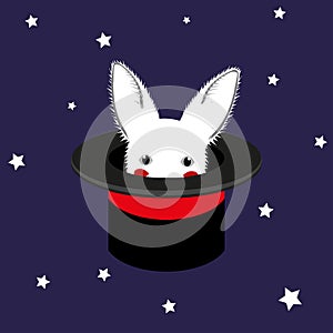 White Rabbit in Magician Hat